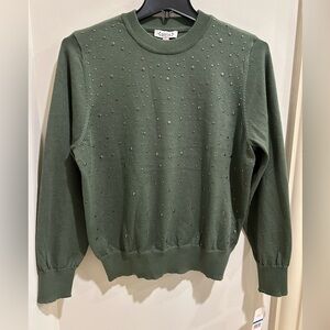 Nanette Lepore Green Sweater with Dark Grey Metal Embellishments